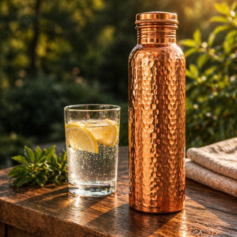 Fuvela Pure™ - Kupferflasche | Natürlich gereinigtes Wasser, ganz ohne Plastik